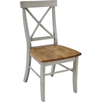 Transitional X-Back Chair in Hickory/Stone