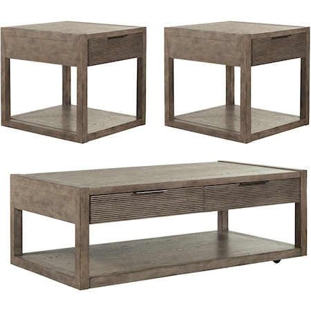 Contemporary 3-Piece Occasional Set with Full Extension Storage Drawers
