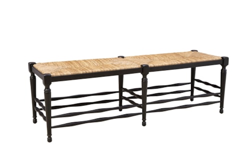 Transitional Bench with Woven Rush Seat