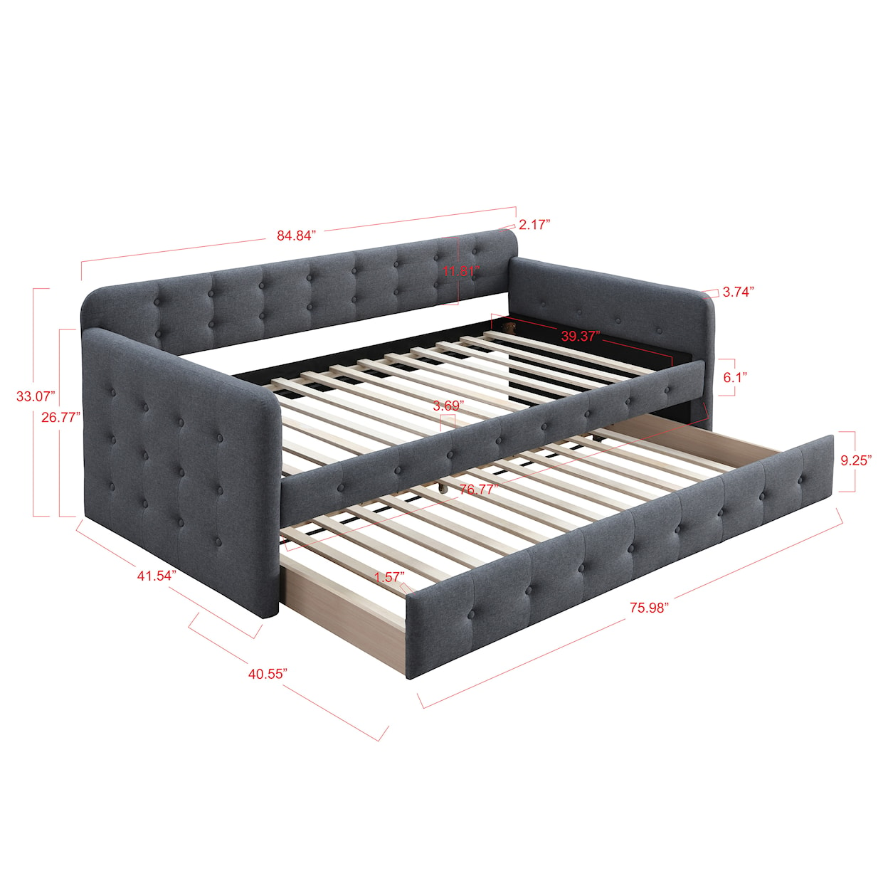 Crown Mark Haven Haven Daybed Arm Grey