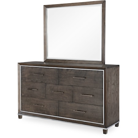 Contemporary Dresser and Mirror Set