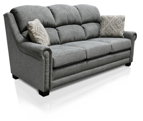 Transitional Sofa with Nailheads and Toss Pillows