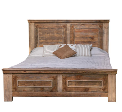 Rustic Solid Wood Queen Panel Bed