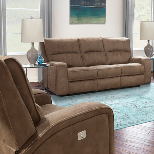 Casual Power Reclining Sofa and Recliner Set with Power Headrests