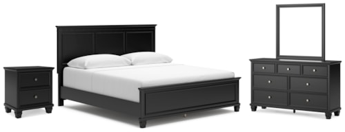 King Panel Bed, Dresser, Mirror And Nightstand