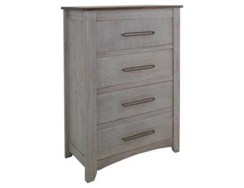 Transitional 4-Drawer Bedroom Chest with Metal Pulls