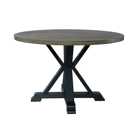 Modern Farmhouse Single Pedestal Dining Table - Navy