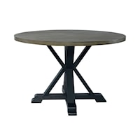 Modern Farmhouse Single Pedestal Dining Table - Navy