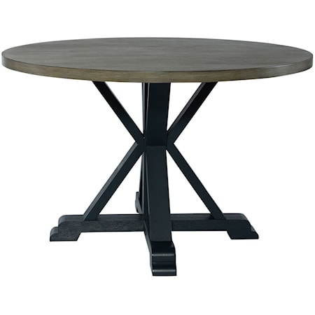 Modern Farmhouse Single Pedestal Dining Table - Navy