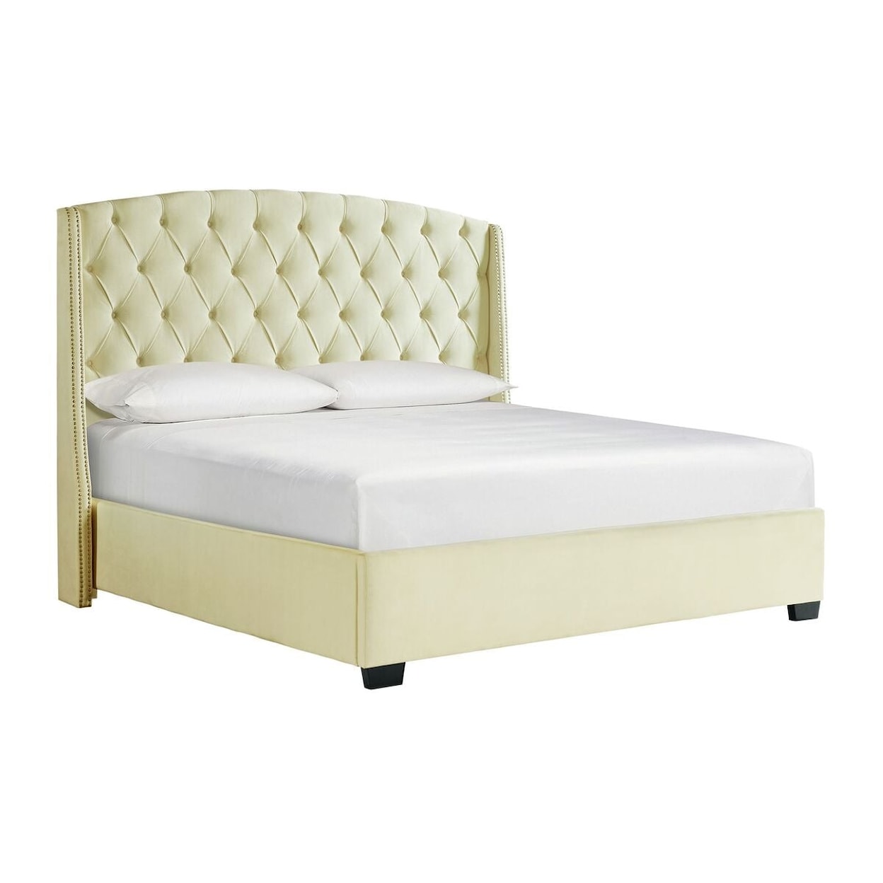 Elements International Foster Upholstered King Platform Bed with Tufting