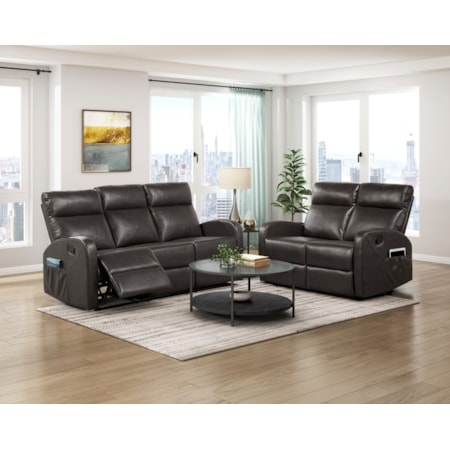 2-pc. Faux-Leather Manual Reclining Set