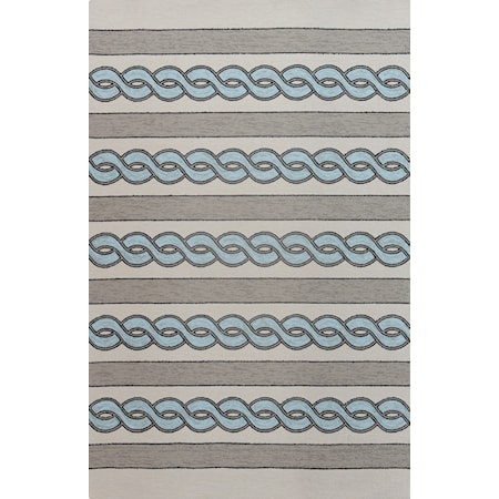 7' Square Ivory/Spa Cable Knit Rug