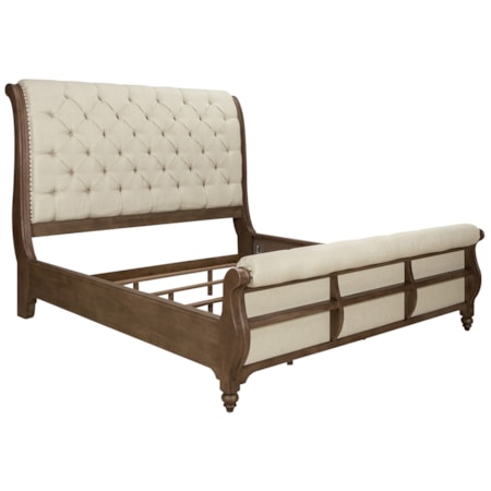 Upholstered California King Sleigh Bed