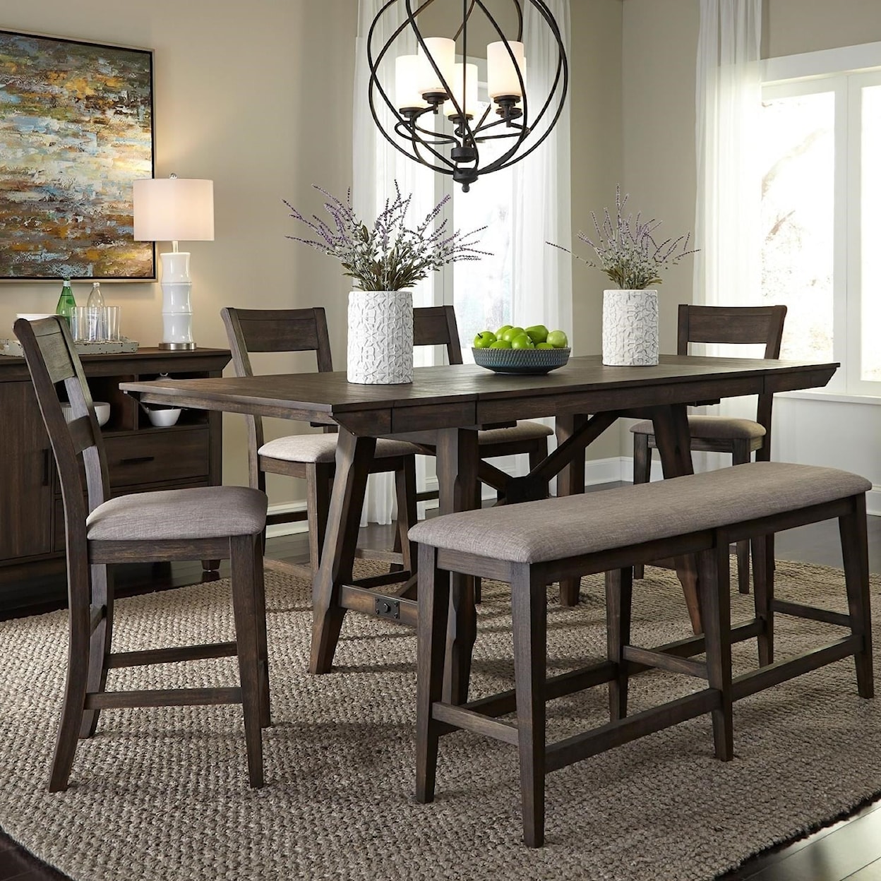 Libby Double Bridge 6 Piece Counter-Height Gathering Dining Set