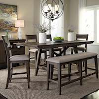 Transitional 6 Piece Counter-Height Gathering Dining Set