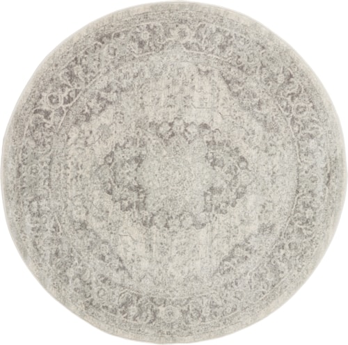 5'3"  Ivory/Grey Round Rug