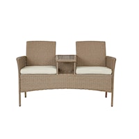 Casual Outdoor Loveseat with Middle Tray