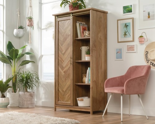Coastal Storage Cabinet with Sliding Door & Adjustable Shelves