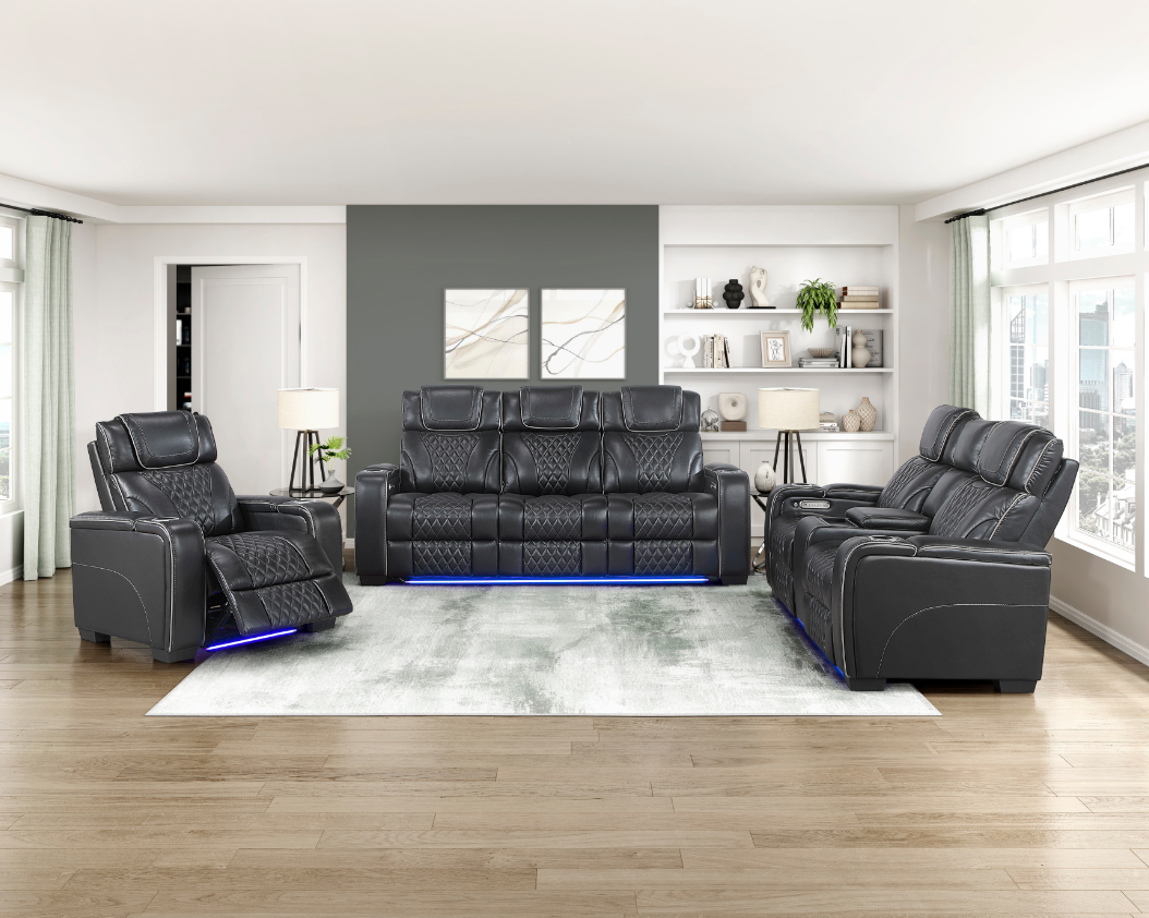 Homelegance 8449 Power Reclining Loveseat with LED Lights