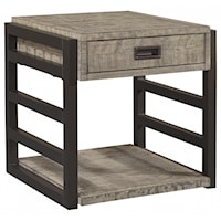 Rustic End Table with Outlets