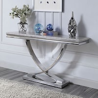 Glam Sofa Table with Faux Marble Top