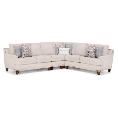 Contemporary 4-Piece Sectional Sofa with Nail-Head Trim