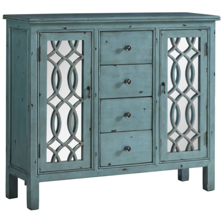 4-drawer Wood Trellis Accent Storage Cabinet