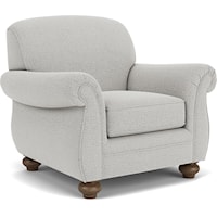 Transitional Upholstered Arm Chair with Bun Feet