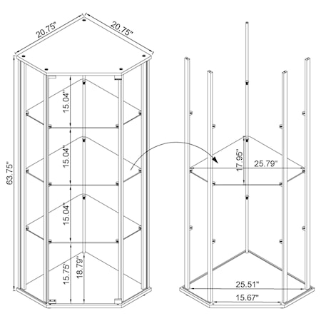 Zenobia 4-shelf Curio Cabinet Display Case