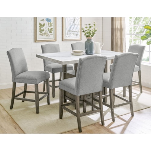 Transitional 7-Piece Counter-Height Dining Set