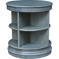 Contemporary Round End Table with Open Shelves