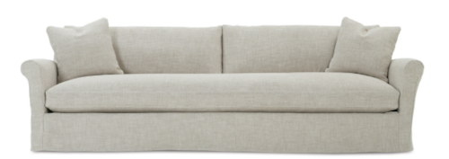 Transitional Extra Long Slipcovered Bench Cushion Sofa