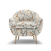 Contemporary Barrel Back Chair with Metal Legs