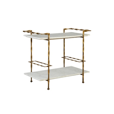 Bar Cart with Gold Metal Frame