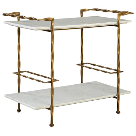 Bar Cart with Gold Metal Frame