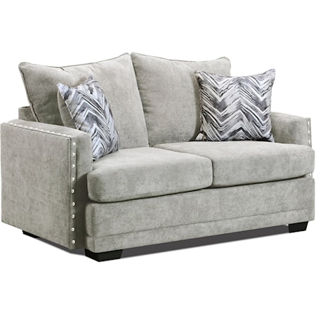Contemporary Loveseat with Nailhead Trim