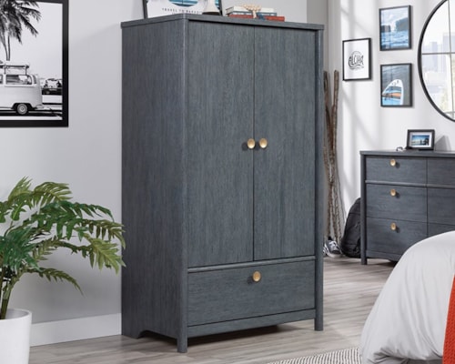 Casual Two-Door Bedroom Armoire with Lower Storage Drawer