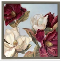Contemporary Framed Magnolia-Flower Wall Art Under Glass