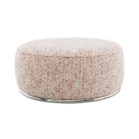 Contemporary Round Ottoman with Chrome Metal Base