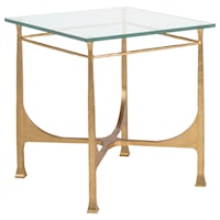 Bruno Transitional Square Metal End Table with Glass Top