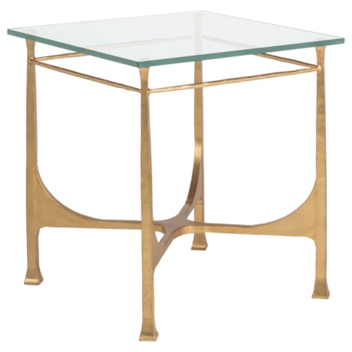 Bruno Transitional Square Metal End Table with Glass Top