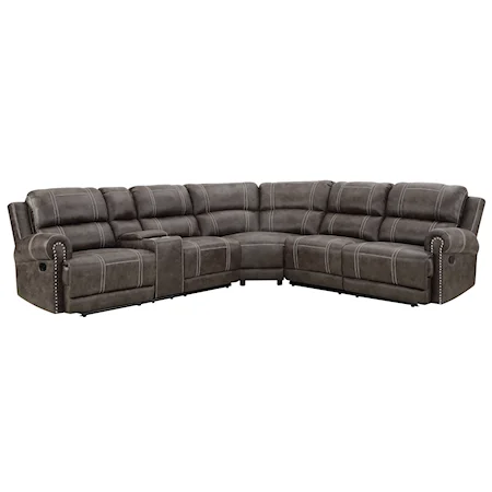 Casual Sectional Sofa with Console and Cupholders
