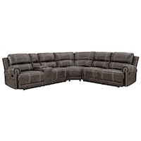 Casual Power Reclining Sectional Sofa with Console and Cupholders