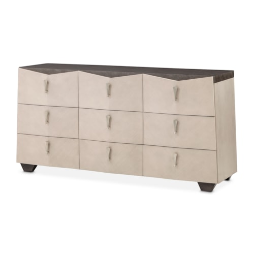 Glam Two-Tone Nine-Drawer Dresser with Soft-Close Drawers