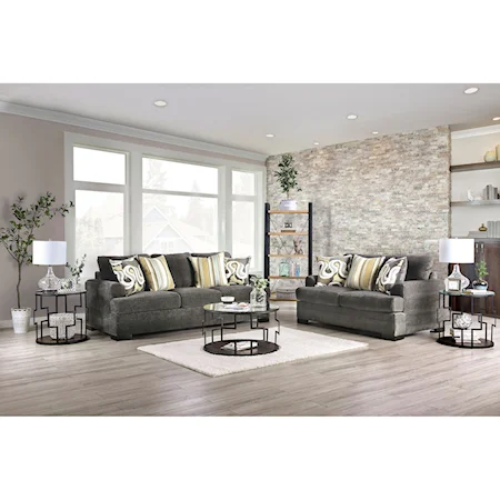 Transitional Sofa and Loveseat Set 