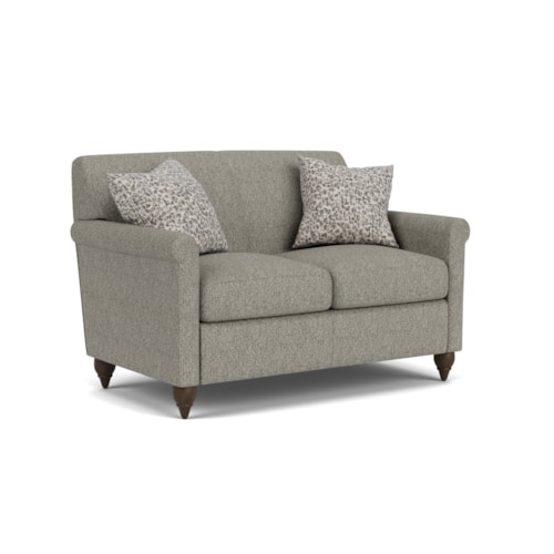 Transitional Loveseat with Turned Legs
