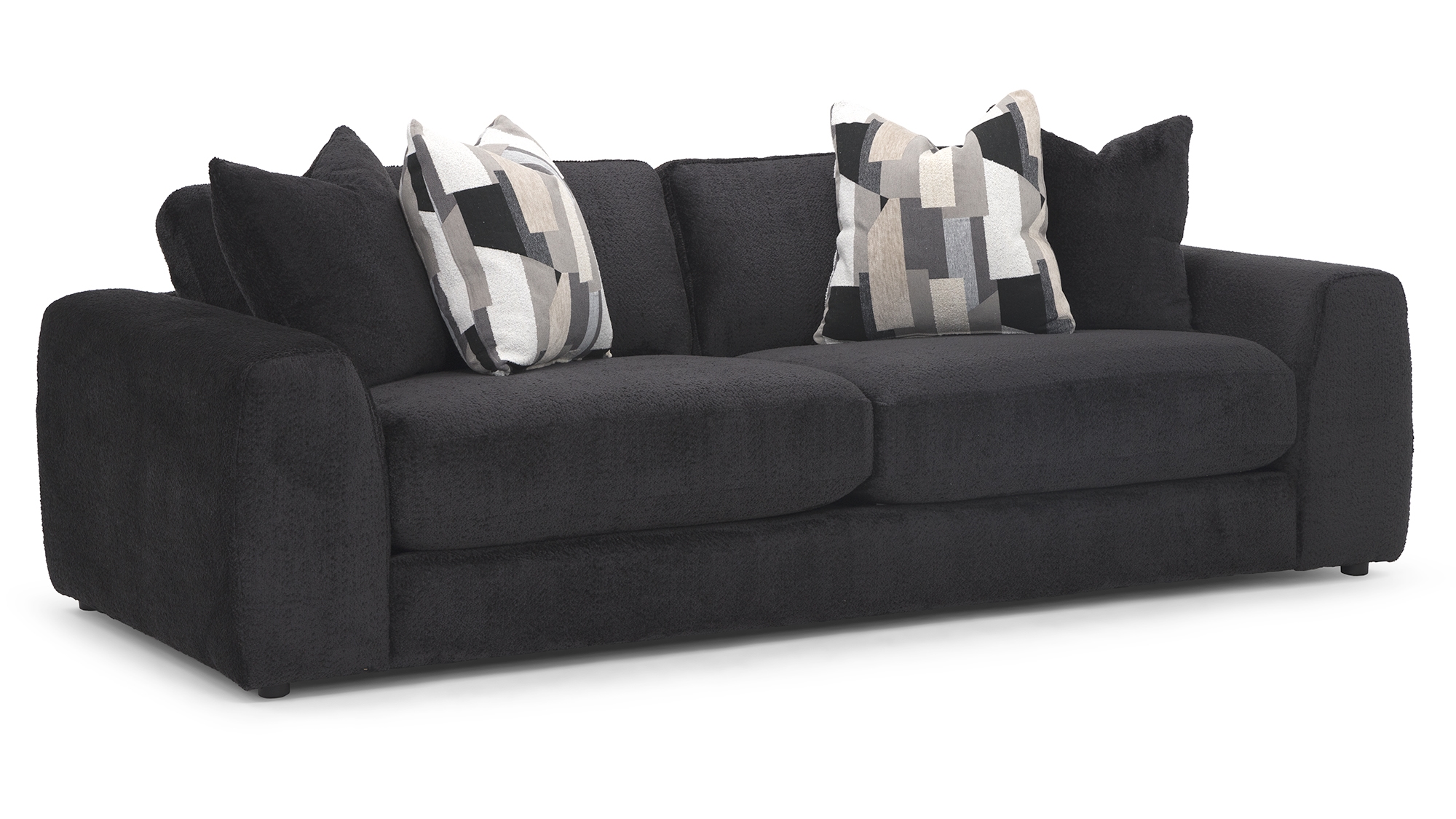 Modern Low-Profile Sofa with Throw Pillows