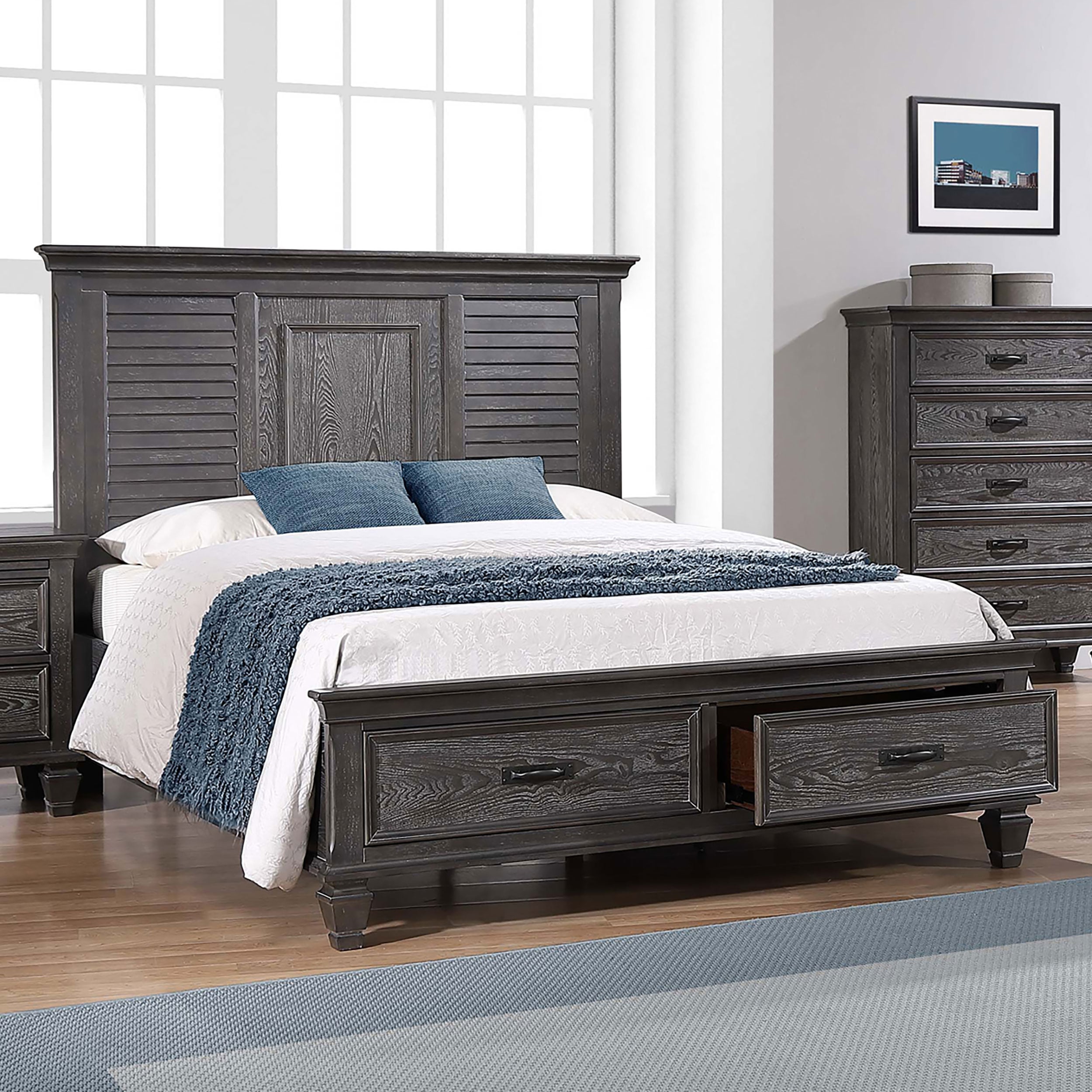 Wood King Storage Panel Bed Sage