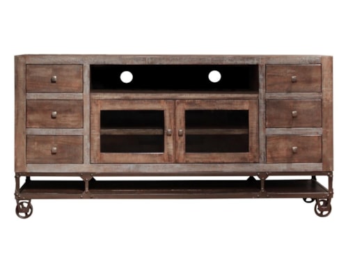 Industrial 76" Solid Wood TV Stand
