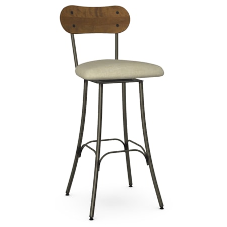 30" Bean Swivel Stool with Upholstered Seat